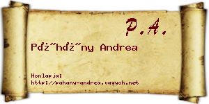 Páhány Andrea névjegykártya